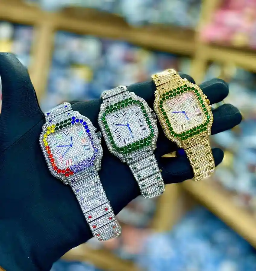 Cartier Santos WSSA0018 Iced Out (Rainbow)